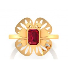 22K Gold Butterfly with Red Beryl look zircon stone Ring